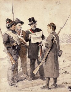 米兰五日，杰罗拉莫·因杜诺（Gerolamo Induno，1827-1890），水彩 作者 Gerolamo Induno
