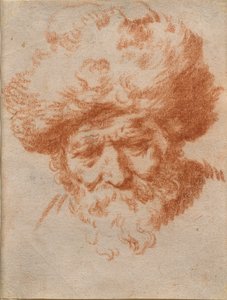 冬天的寓言：戴皮帽的老人头 作者 Gerrit Adriaensz (attr.to) Berckheyde