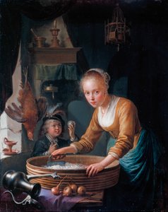 法语：Jeune fille hachant des oignons 砍洋葱的女孩 作者 葛瑞特窦