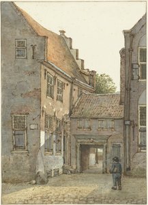 乌特勒支 Kromme Nieuwegracht 的拉丁文学校 St Hieronymus 学校入口景观