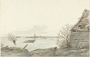 洪水泛滥的兰斯多普，1825 年 2 月