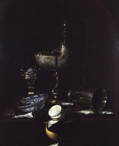 鹦鹉螺杯的静物画 作者 格里特·威廉姆斯。和达