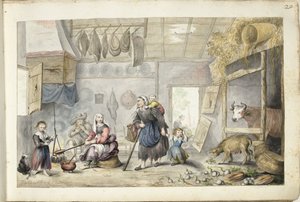 农民内部（慈善或贫困） 作者 Gesina ter Borch（艺术家签名）