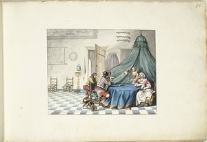 室内的玩牌者 作者 Gesina ter Borch（艺术家签名）