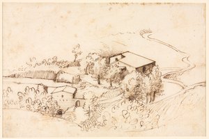 丘陵风景中的农场与树木（背面） 作者 赫拉尔多·西博