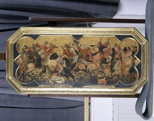 东部骑士的战斗场面，c.1425（杨木上的蛋彩画）