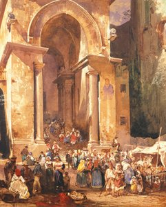 Door of the bell tower of St Erasmus in Gaeta, by Giacinto Gigante (1806-1876), Italy 作者 贾辛托·吉甘特（Giacinto Gigante）