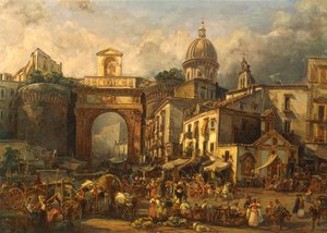 Italy, Naples, Market at Porta Capuana by Giacinto Gigante