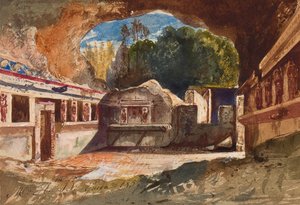 庞贝城，庞贝城，1857年玛丽亚·安农齐亚塔·迪博尔伯恩公主（1843-1871），（铅笔，纸和水粉） 作者 贾辛托·吉甘特（Giacinto Gigante）