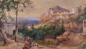 View of Capri (watercolour & tempera) 作者 贾辛托·吉甘特（Giacinto Gigante）