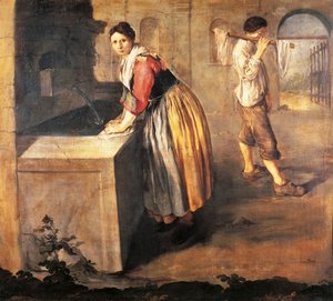 贾科莫-塞鲁蒂，又称皮托切托（1698-1767）的《洗衣女》，布面油画