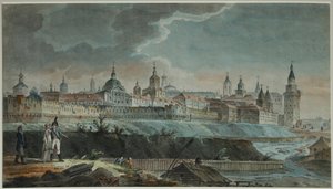 1790年代彼得罗夫斯基广场上的Neglinnaya河和Kitay-gorod风景