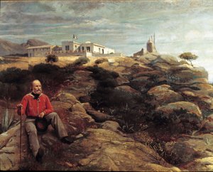 Risorgimento：“卡普雷拉岛上的意大利爱国者朱塞佩·加里波第”Giacomo Mantegazza (1853-1920) 绘画，1867 年米兰，复兴国家博物馆