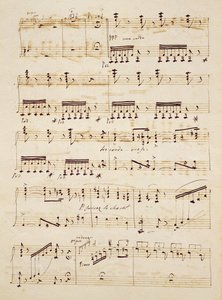 来自&39;Les Huguenots&39;得分的手稿页 作者 贾科莫·梅耶比尔