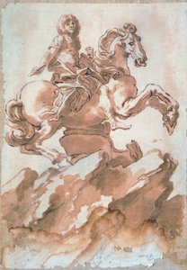 吉安-洛伦佐-贝尔尼尼（1598-1680）的马背上的路易十四素描，笔墨画 作者 吉安·洛伦佐·贝尼尼