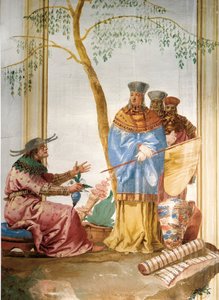 中国房间壁画的细节，在Foresteria，1757年 作者 乔瓦尼·多梅尼科·蒂埃波罗