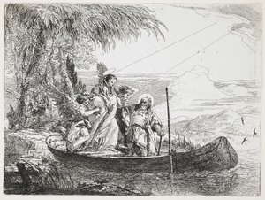 ：神圣家族从飞往埃及的航班进入船只，1750-1753 作者 乔瓦尼·多梅尼科·蒂埃波罗