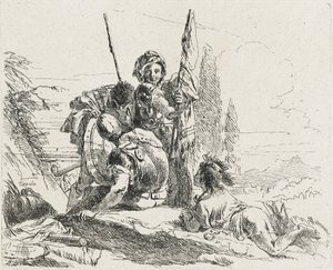 三个士兵和一个男孩，1749年 作者 乔瓦尼·多梅尼科·蒂埃波罗