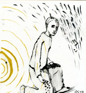 2017年太阳与雨之间（纸上油画） 作者 吉吉·萨德伯里