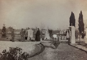 二战图片 "专辑：士兵和红十字会参观格拉迪斯卡墓地（黑白照片）。