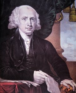 詹姆斯-麦迪逊（1751-1836），由纳撒尼尔-柯里尔（1813-88）出版（彩色平印）。