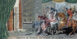 企图谋杀法国人奥利维耶·V·德·克利松（Olivier V de CLISSON，1336-1407 年）。 吉尔伯特绘制的插图，十九世纪末。 作者 吉尔伯特