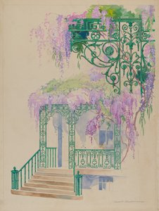 铸铁门廊栏杆，约1936年。