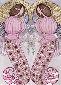 两位持有虎百合的天使，1995年（wc） 作者 吉莲·劳森（Gillian Lawson）