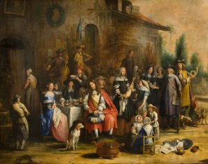 客栈外的狩猎聚会 作者 Gillis van (追随者) Tilborgh