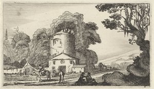 有塔的风景
十二幅人物风景画（系列名称） 作者 无名氏