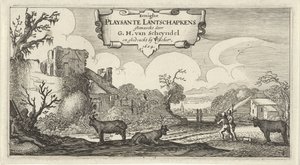 十二幅人物风景画的标题版画
Eenighe Playsante Lantschapkens（物上标题）
十二幅人物风景画（系列标题） 作者 无名氏