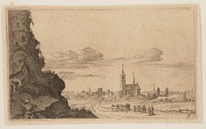 两人攀岩至废墟，选自《十二幅风景画 作者 吉利斯·范·舍恩德尔（Gillis van Scheyndel）
