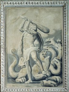 Hercules cuts off the seven heads of the Hydra (painting 作者 乔·巴塔·策勒（Gio Batta Celle）