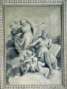 正义奖励值得，展示美德，寓言（绘画 作者 乔·巴塔·策勒（Gio Batta Celle）