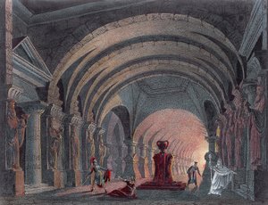 焦阿基诺·罗西尼（Gioacchino Rossini，1792-1868 年）《塞米拉米德》第四幕场景设计，版画 作者 Gioachino Rossini