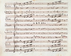 焦阿奇诺·罗西尼 (Gioacchino Rossini) 的歌剧 Tancredi 钢琴交响曲的乐谱页面