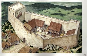中世纪：重建法国阿利日的卡塔城堡（13 世纪完工）。