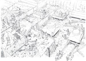中世纪：15 世纪在卡拉拉（Carrara）大理石采石场工作的工人。意大利 插图：乔治-阿尔贝蒂尼。(使用该作者的作品无需向第三方申请授权）。 作者 乔治·阿尔贝蒂尼