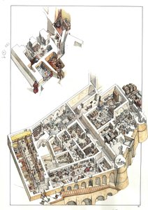 意大利乌尔比诺市公爵宫的重建工程，目的是切割服务层（住宅、浴室、厨房、马厩）所在的地下区域。它由费德里科-达-蒙特费尔特罗公爵（Frederic de Mont 作者 乔治·阿尔贝蒂尼