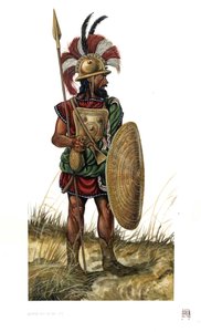 Roman antiquite：公元前 8 世纪罗马军队的士兵。 作者 乔治·阿尔贝蒂尼