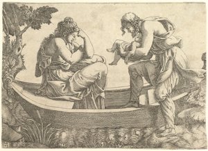 达娜（Danae）和婴儿珀尔修斯（Perseus）在1543年被阿里修斯（Acrisius）赶出大海。