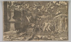 以西结的异象，1554年，1595年再版。 作者 乔治·吉西（Giorgio Ghisi）