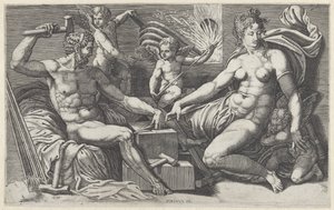 维纳斯和火神在火神的锻造炉中 作者 佩里诺·德尔·瓦加（Perino del Vaga）
