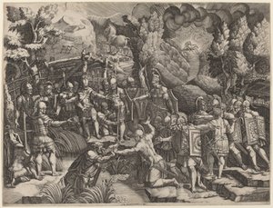 西农欺骗特洛伊人 作者 Giovanni Battista Scultori 之后的 Giorgio Ghisi