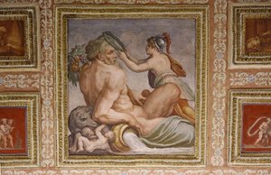 Ceres护理Triptolemus，Altoviti天花板的细节，1553壁画 作者 乔治·瓦萨里（Giorgio Vasari）