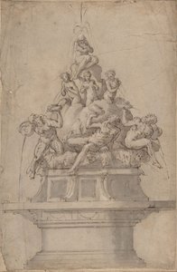 河神和仙女喷泉的设计，1511-74。 作者 乔治·瓦萨里（Giorgio Vasari）