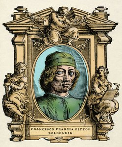 意大利画家Francesco FRANCIA (1450- 1517)的肖像。Giorgio Vasari的论文《最优秀的画家、雕塑家和建筑师的生活》（Le Vite de