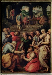 先知以利沙 - 面板上的油，c.1566 作者 乔治·瓦萨里（Giorgio Vasari）