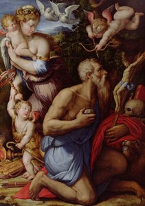 圣杰罗姆的诱惑（面板上的油） 作者 乔治·瓦萨里（Giorgio Vasari）