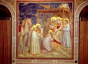 玛吉的崇拜》，帕多瓦斯克罗维尼教堂，约 1305 年（壁画） 作者 Giotto (c.1266 1337)